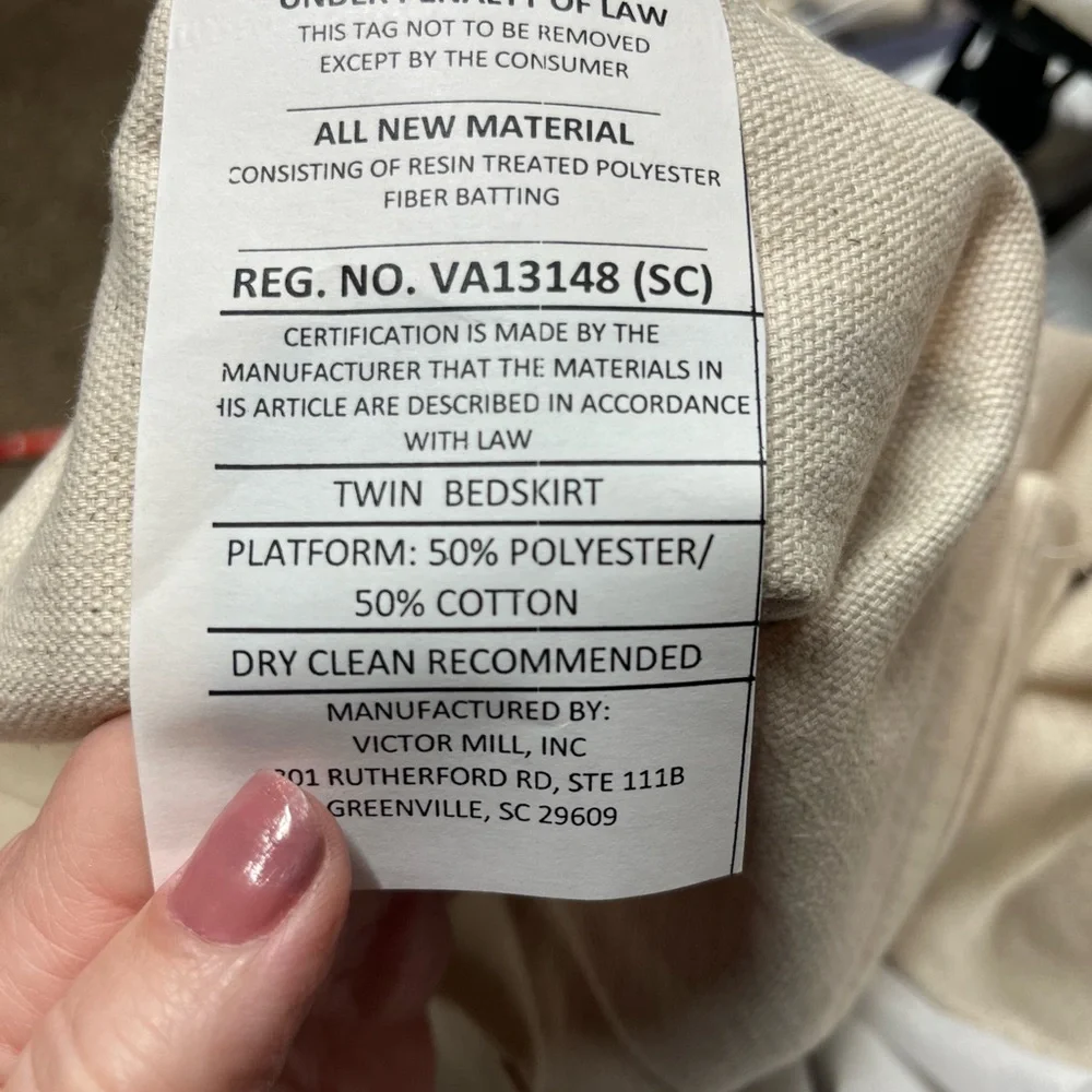 Twin classic linen 18” drop bedskirt